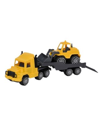 Plasto  Lastbil Med Lowboy Anhænger Og Frontlæsser  47 Cm