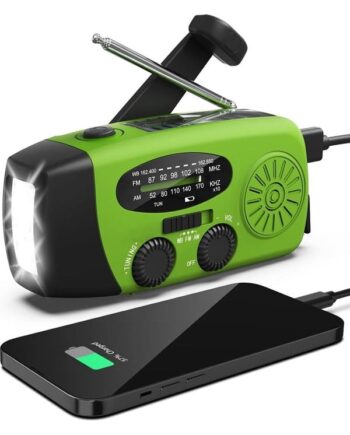 Pro Emergency Radio Hand Crank Solar Cells 2000mah Powerbank Sos Light Am Fm Grøn